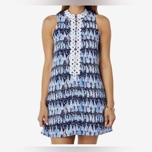 Lilly Pulitzer Women’s Jane Shift Sleeveless Short Dress Navy Sails Stripes Sz 0